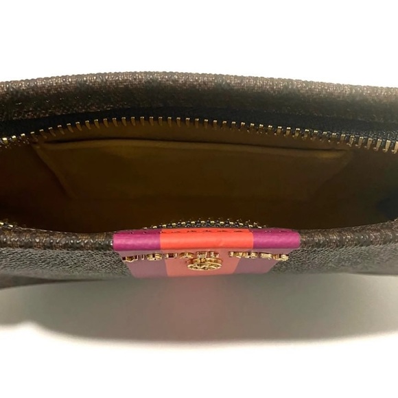 MICHAEL KORS MK Jet Logo Striped Brown Purple & Orange Belt Bag NWT - Picture 8 of 12